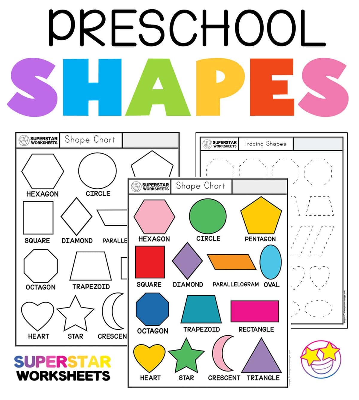 Shapes Worksheets Bundle Preschool Kindergarten Math Activity PDF Pattern Etsy