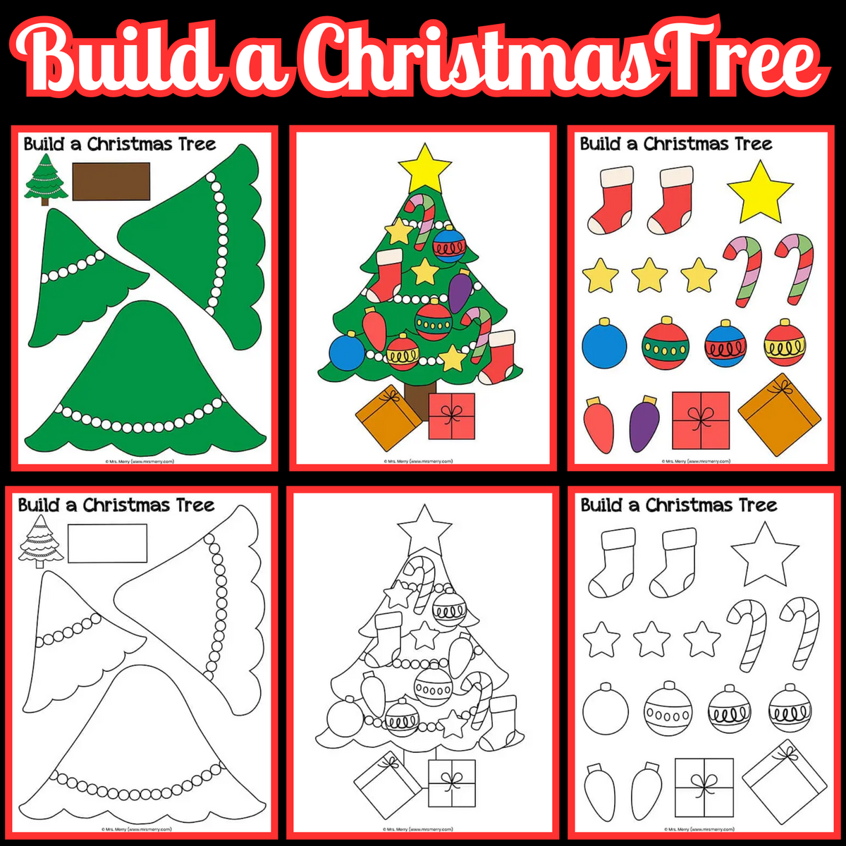 Printable Build A Christmas Tree Craft Christmas Worksheets Cut Paste Activity Made By Teachers