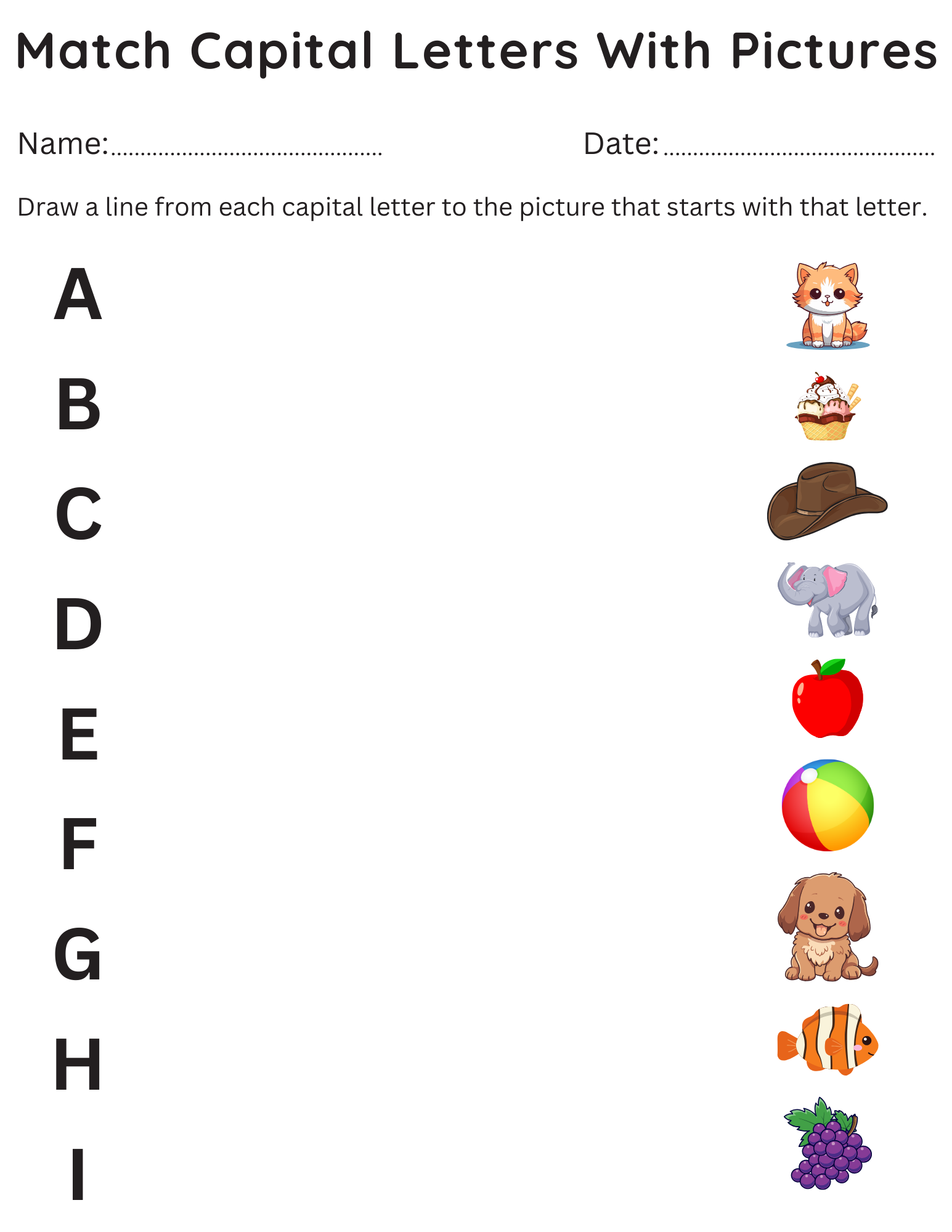 FREE Printable ABC Letter Matching Match The Same Letters Worksheets