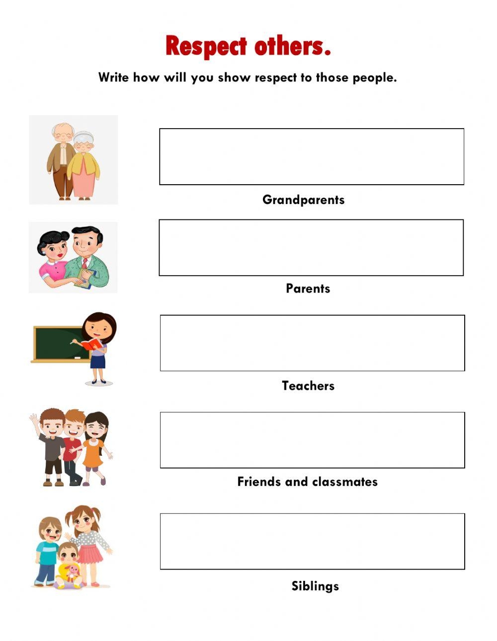 Printable Respect Interactive Worksheet For Elementary Students By Worksheets Library
