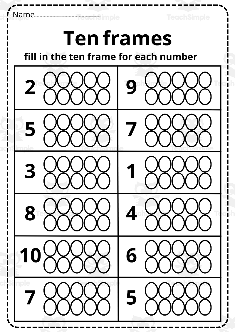 Printable Ten Frame Worksheets 1 10 By Teach Simple