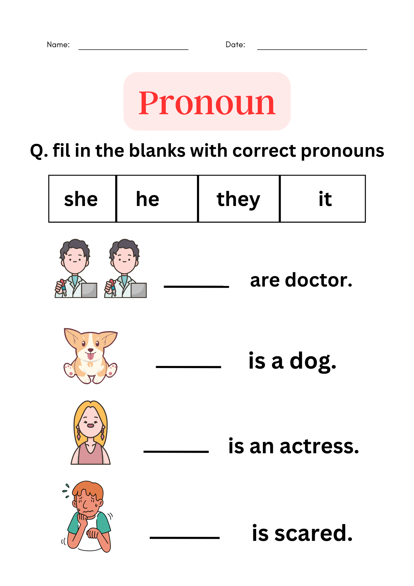 Free Pronouns Worksheet For Kindergarten Download Free Pronouns Worksheet For Kindergarten Png Images Free Worksheets On Clipart Library