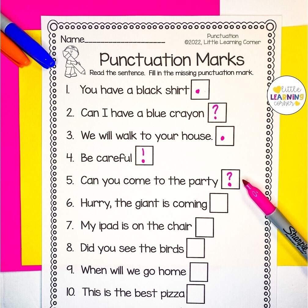 Punctuation Marks Worksheets