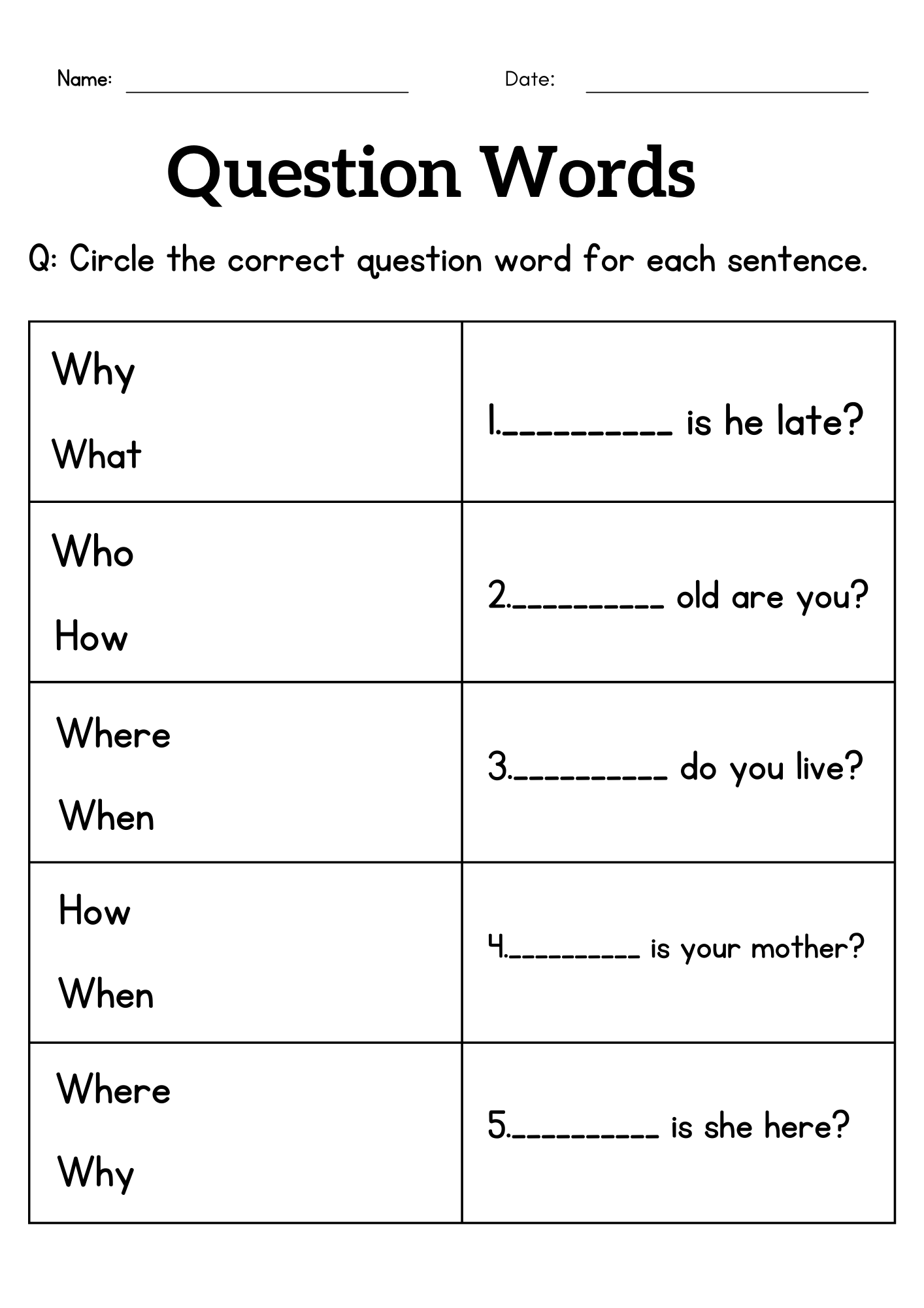 Wh Questions Worksheets Practice Who What When Where Why Which And How Games4esl