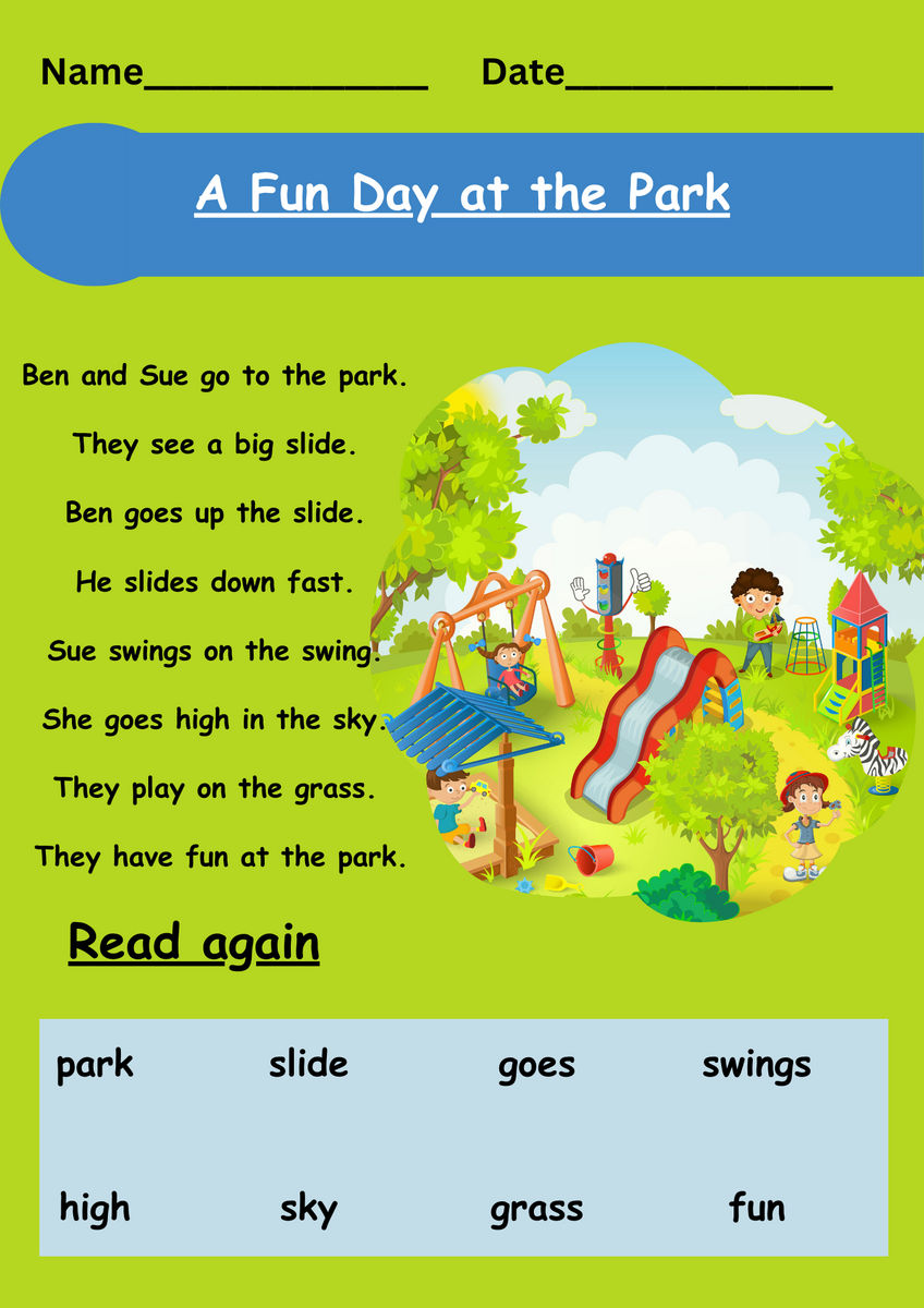 Free Kindergarten Reading Comprehension Worksheet Level A