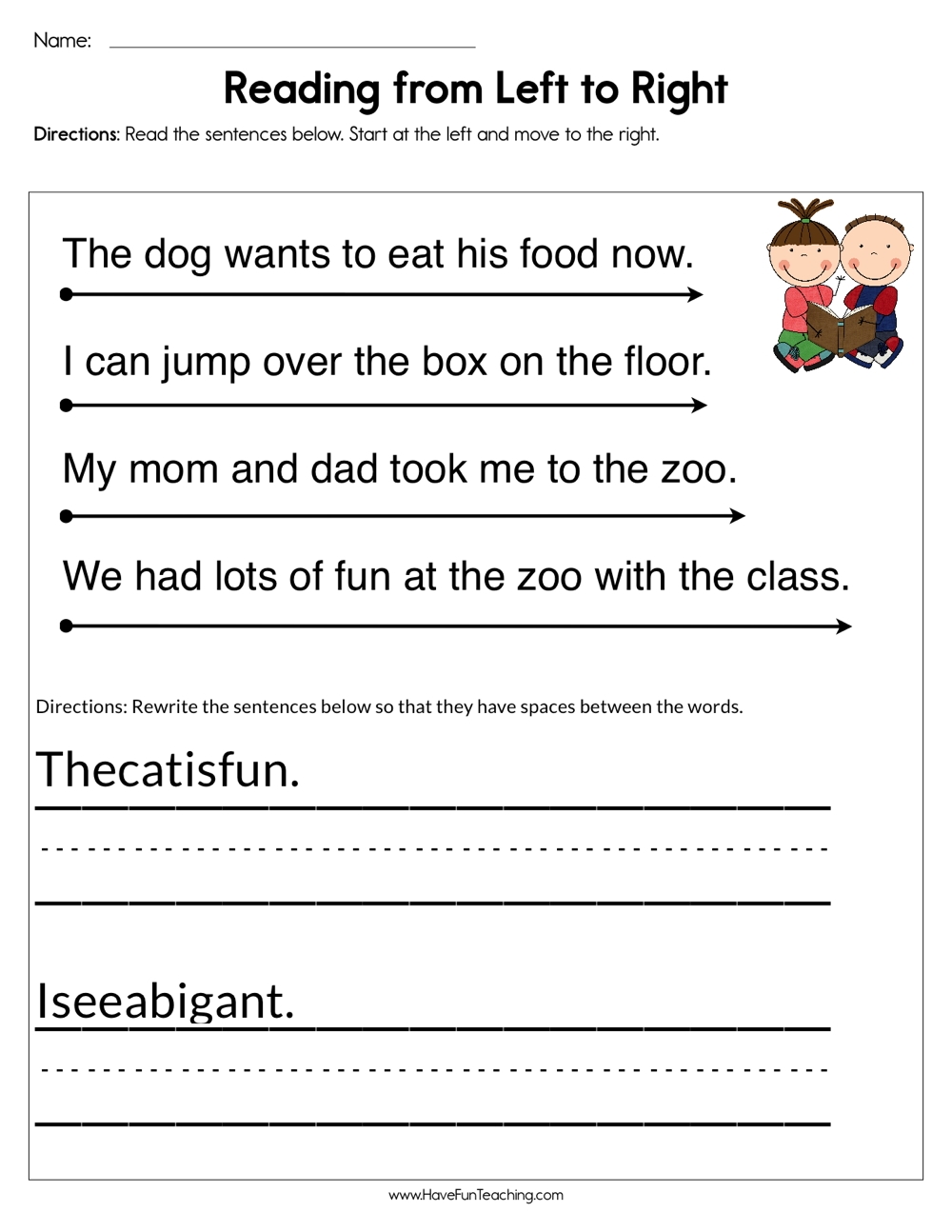 Reading From Left To Right Worksheet Have Fun Teaching