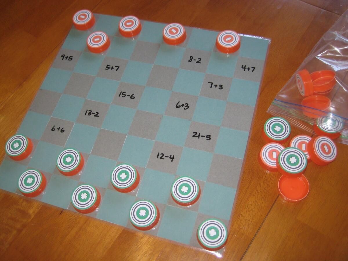 Relentlessly Fun Deceptively Educational DIY Checkers with Addition And Subtraction