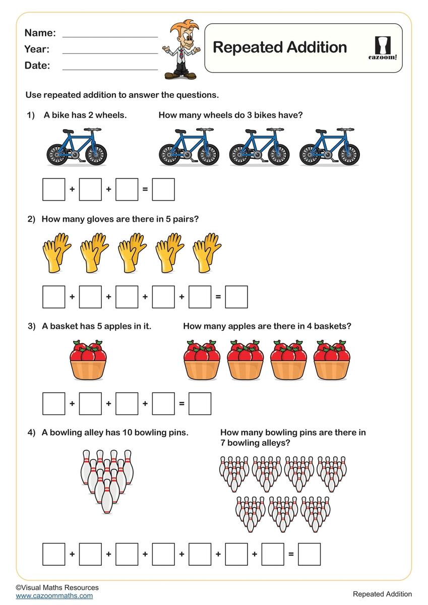 Repeated Addition Fun And Engaging Year 1 Addition Worksheet