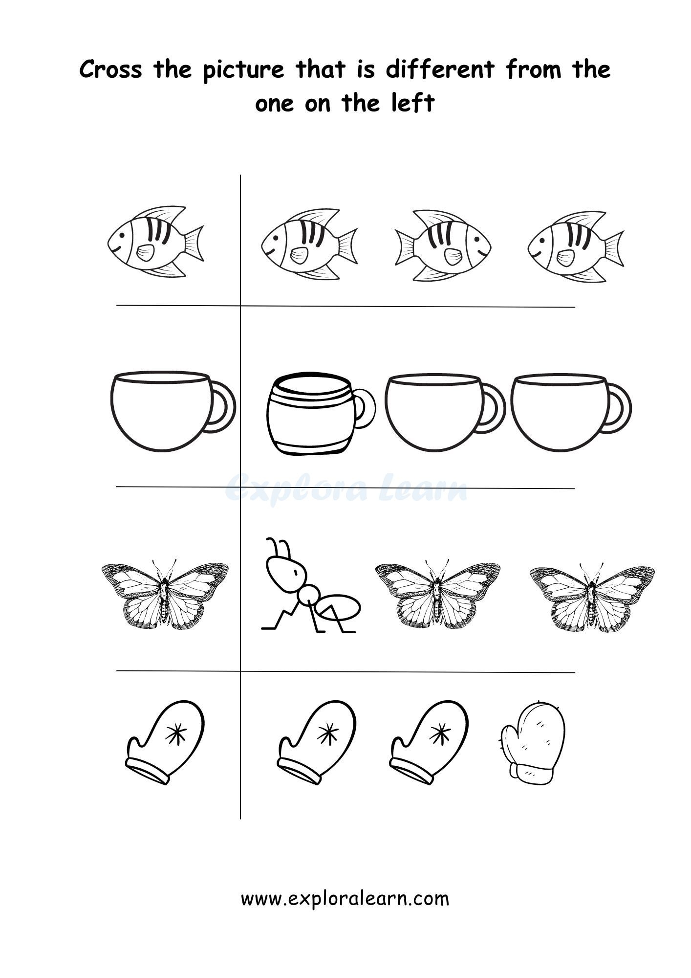 Same And Different Comparison Worksheets For Preschool And Kindergarten 2 To 6 Years Kids