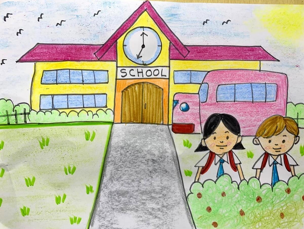 School Drawing Easy Beautiful Step By Step Tutorial Learn Within 1 Hour