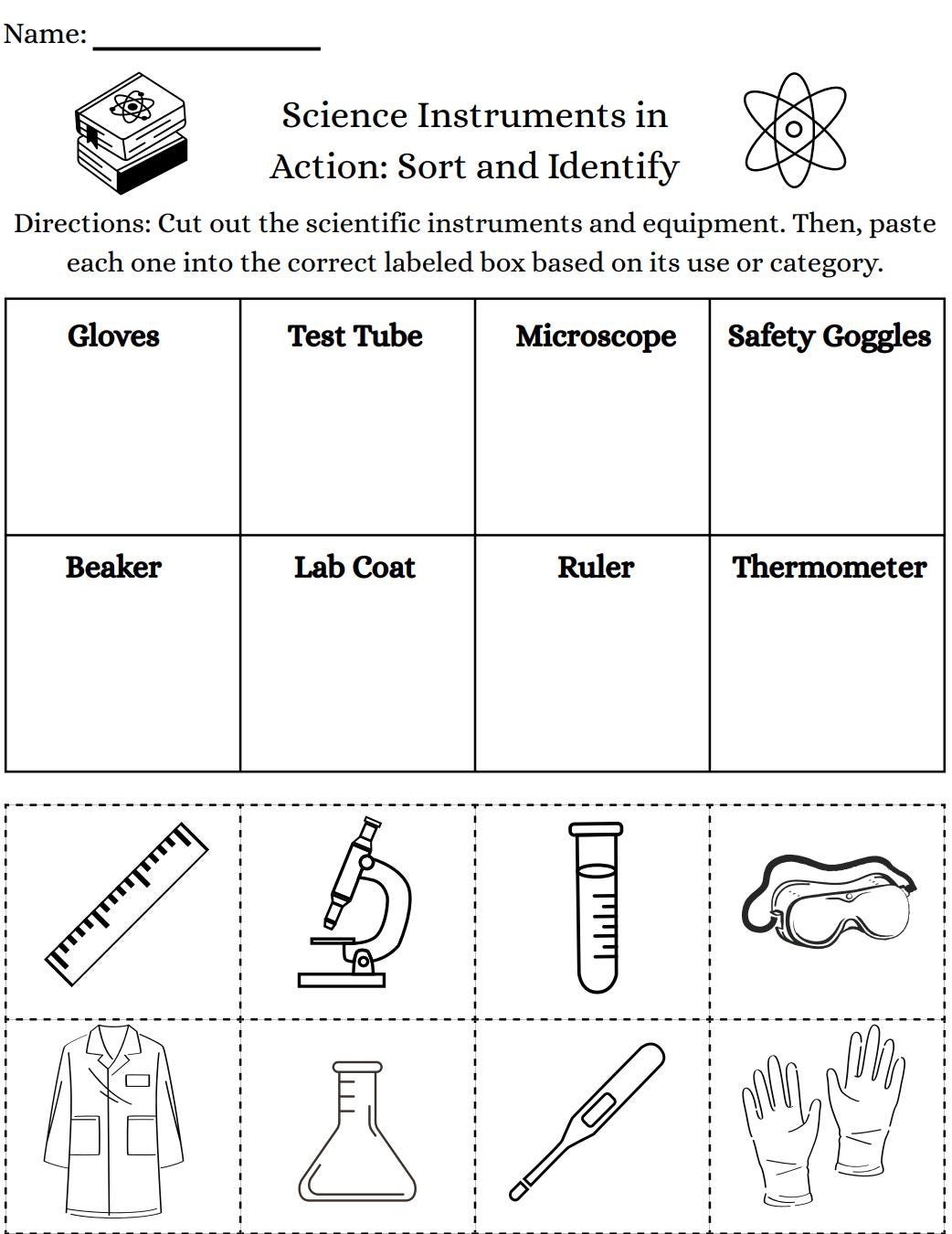 Science Tools Cut And Paste Worksheet Sort Lab Equipment PDF Digital Download Science Instrument Recognization 1st Grade Science Etsy Israel