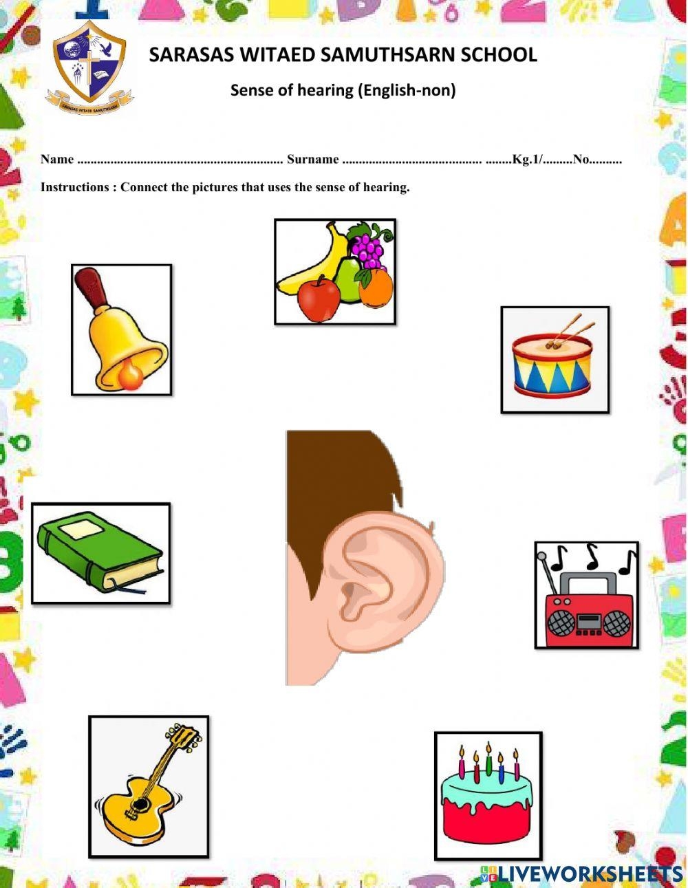 Sense Of Hearing Activity For Kindergarten 1 Worksheets Library