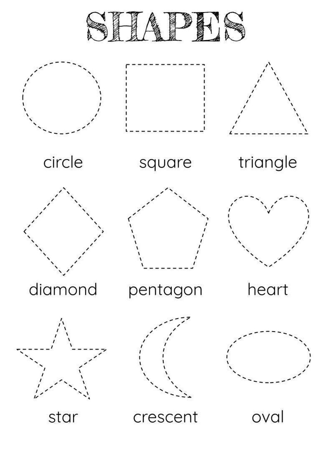Shape Tracing Worksheet Montessori Shapes For Preschool Kindergarten PDF Etsy New Zealand