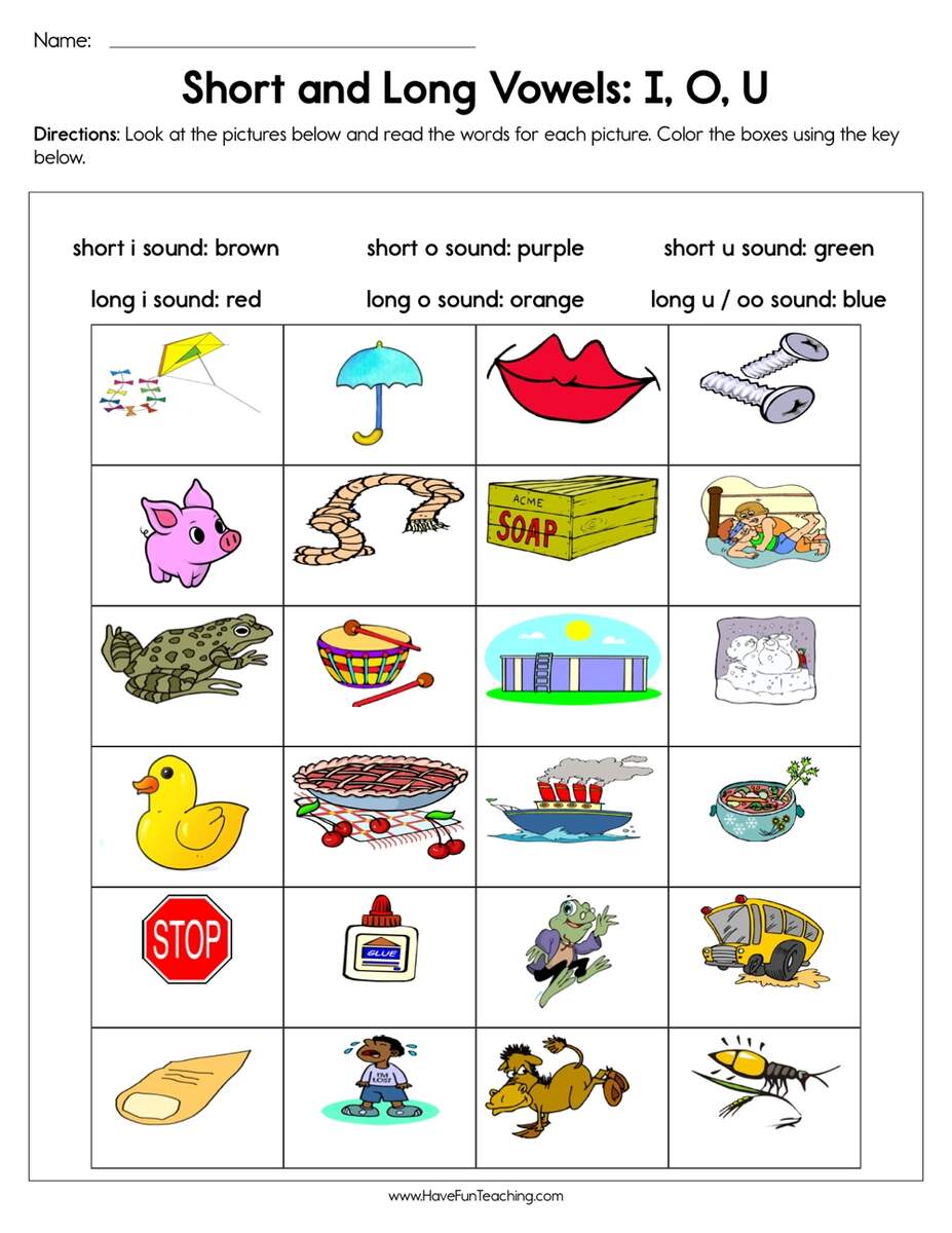 Short And Long Vowels I O U Worksheet Have Fun Teaching