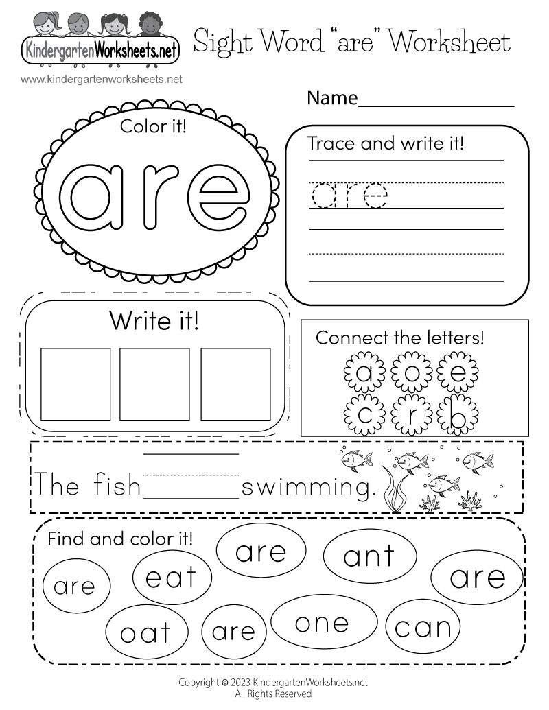 Sight Word Are Worksheet Free Printable Digital PDF