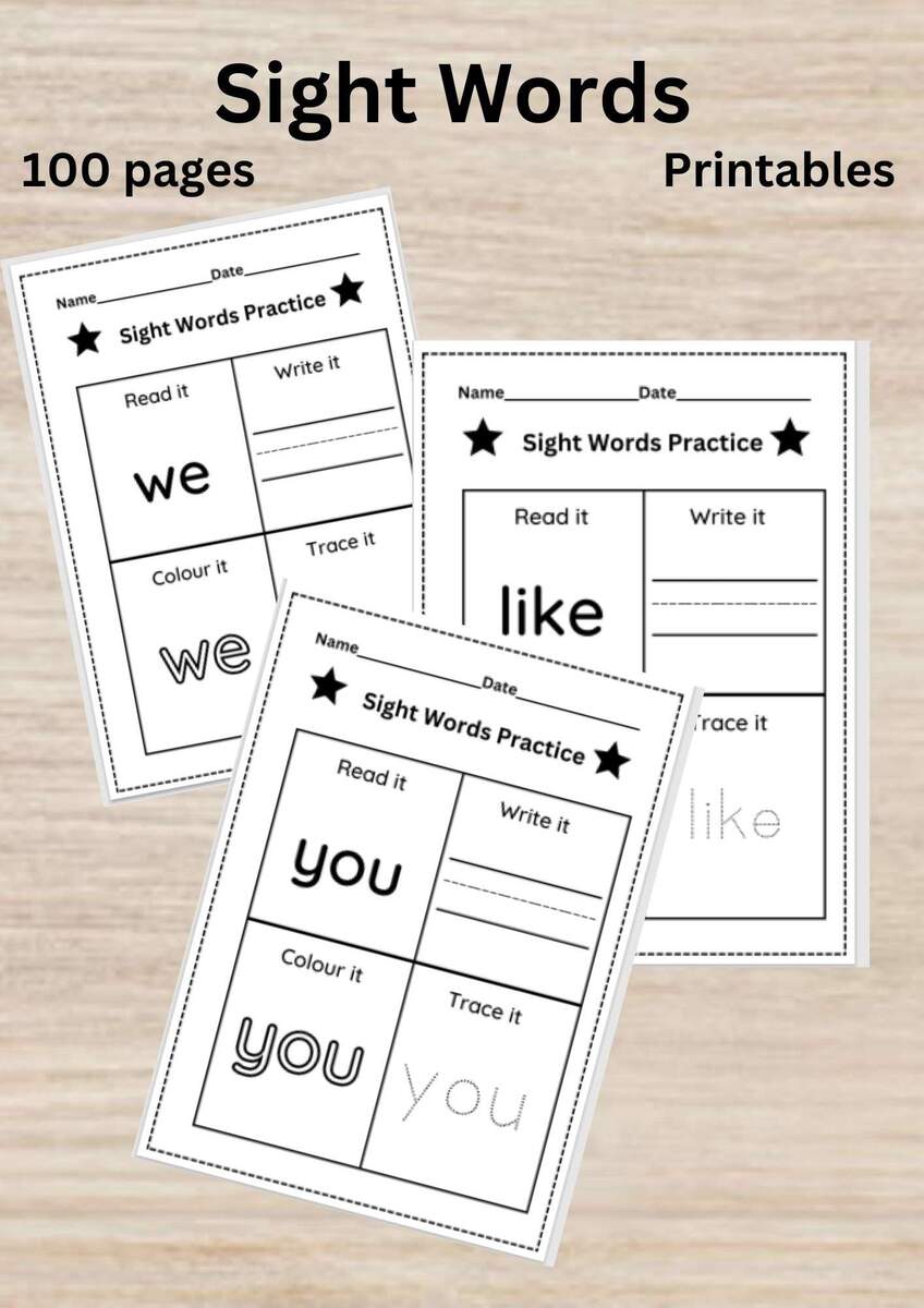 Sight Words Worksheets 100 Pages