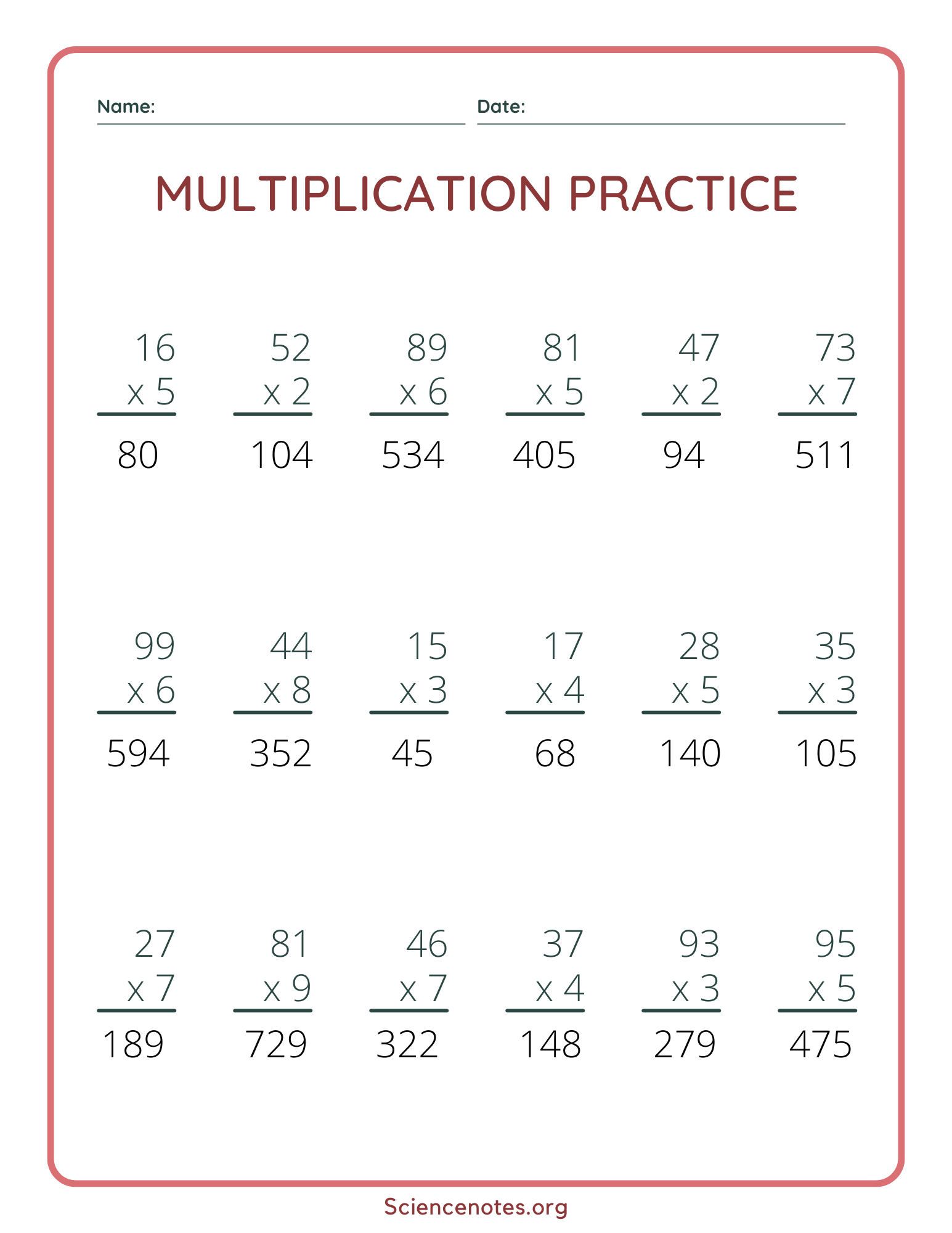 15 Printable Multiplication Division Worksheets Fill In The Blanks Double Digit By Single Digit Math Drills Answers Included Etsy
