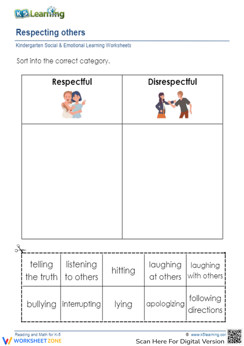 Social Skills For Kids Worksheets Printable