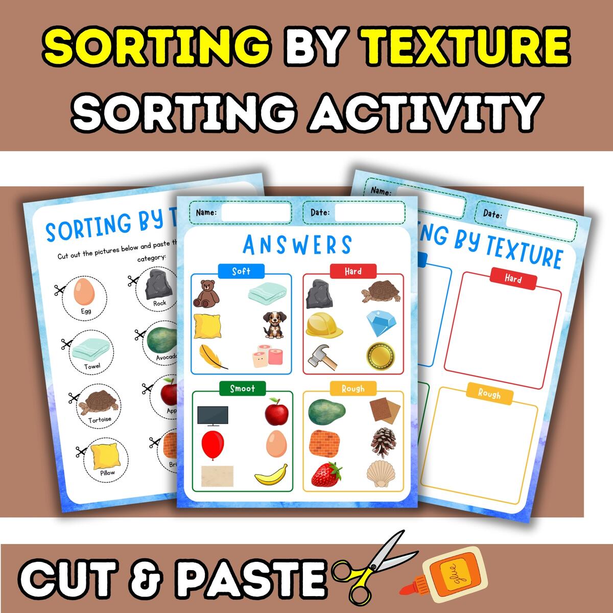Sorting By Texture Activity Cut Paste Worksheets Made By Teachers