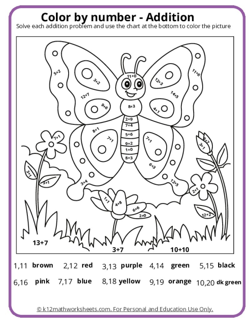Winter Color By Addition Worksheet Free Printable Digital PDF