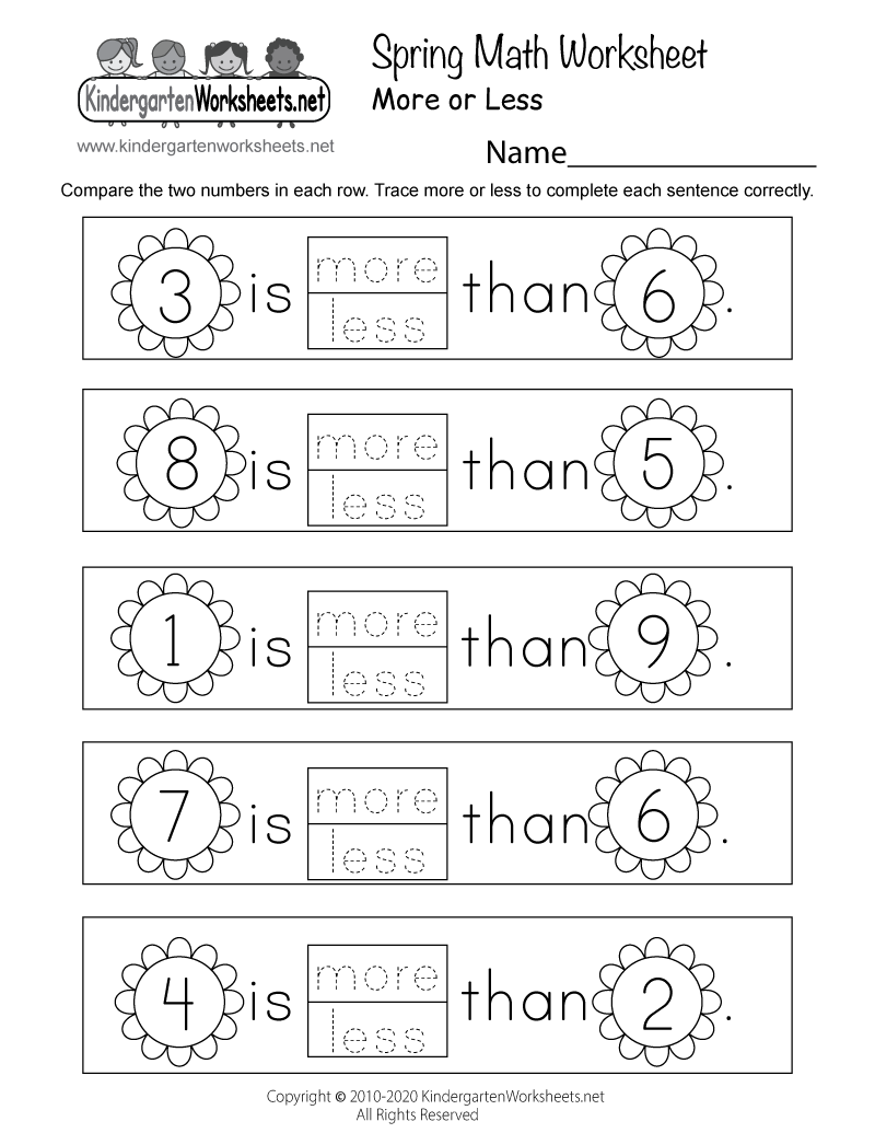 Printable Kindergarten Math Worksheets PDF Free Download