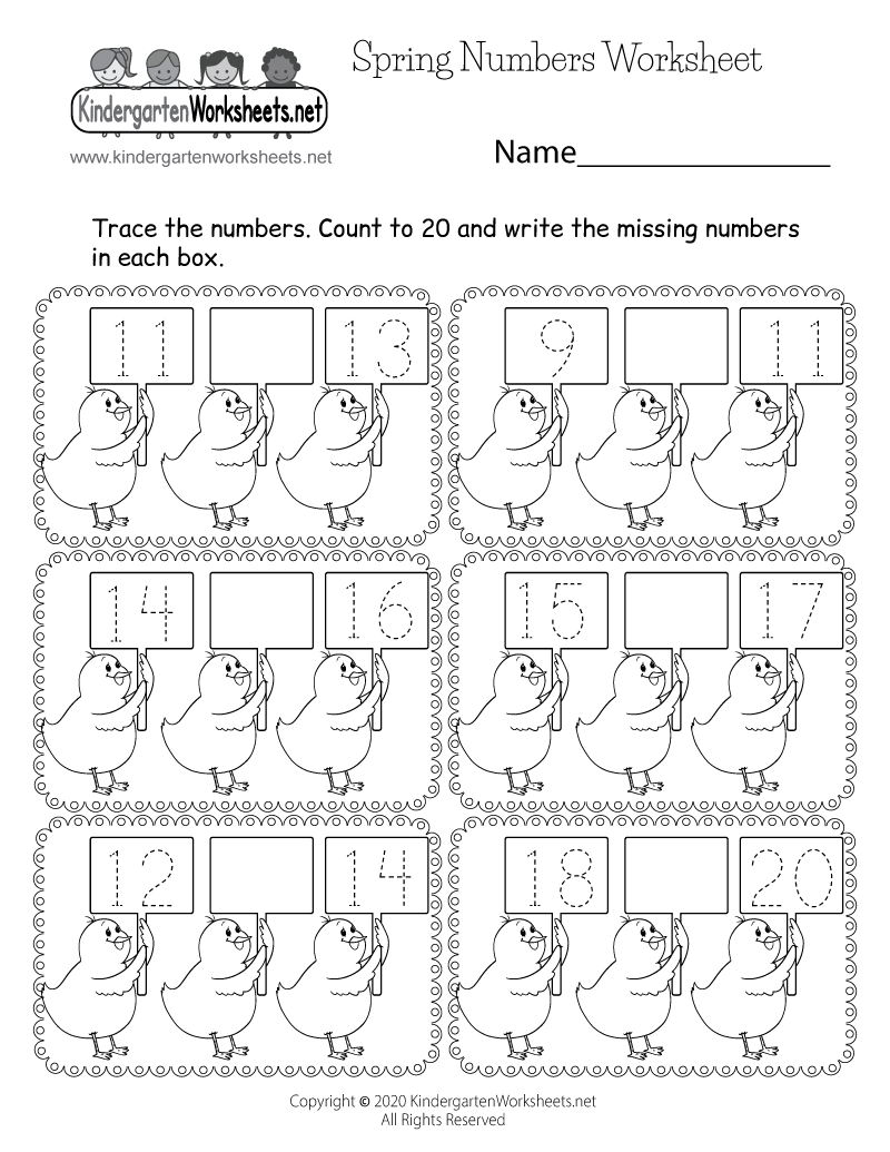Spring Numbers Worksheet Free Printable Digital PDF