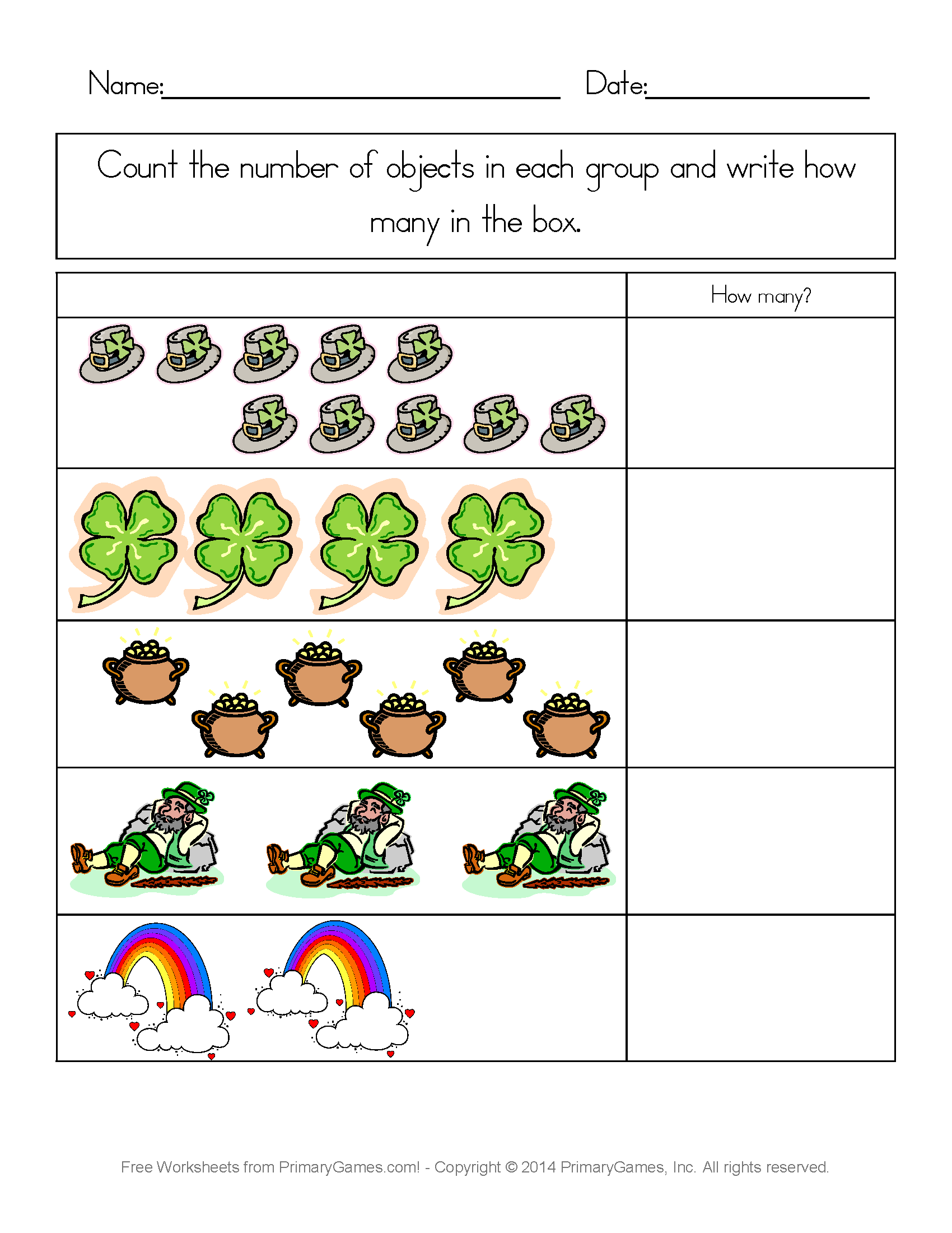 St Patrick S Day Worksheets St Patrick S Day Counting Practice Free Online Games At PrimaryGames