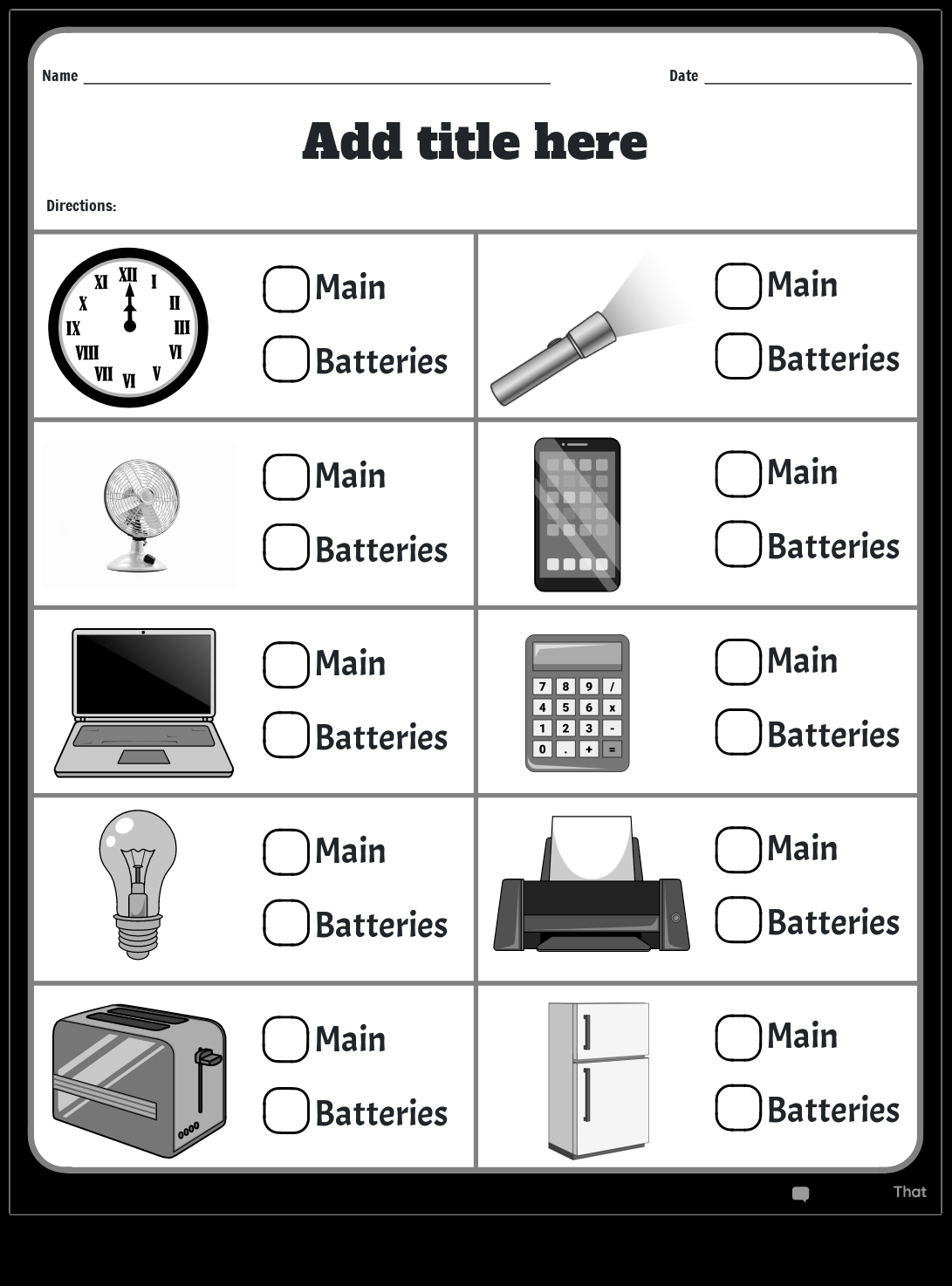 Storyboard That Free Electricity Worksheets For Kids