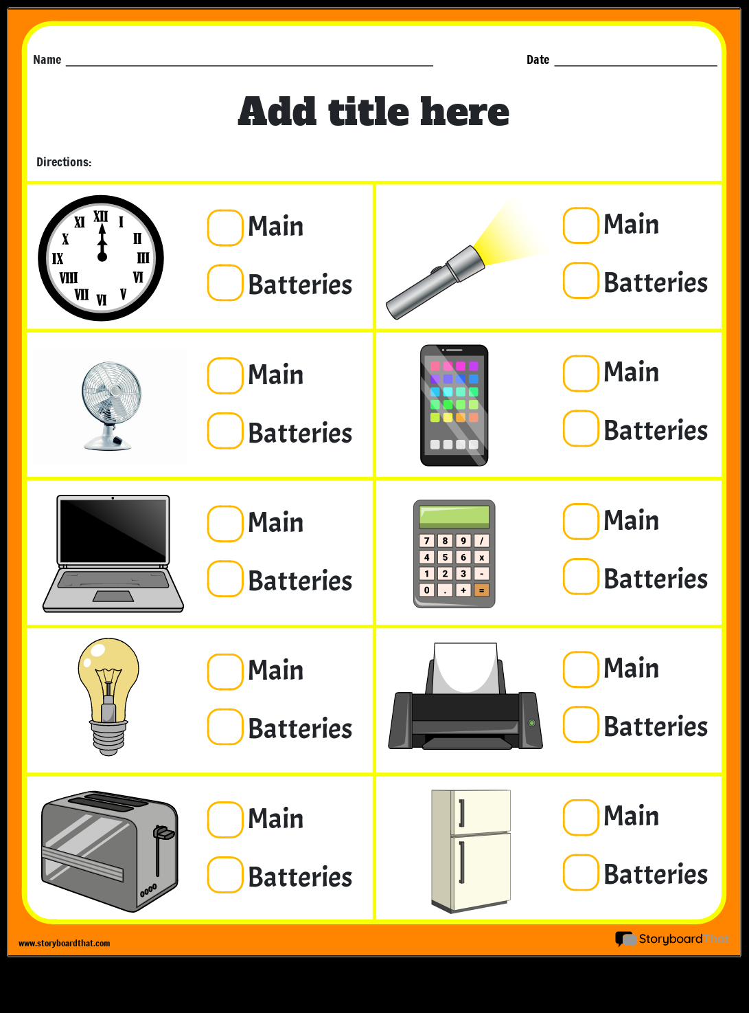Storyboard That Free Electricity Worksheets For Kids