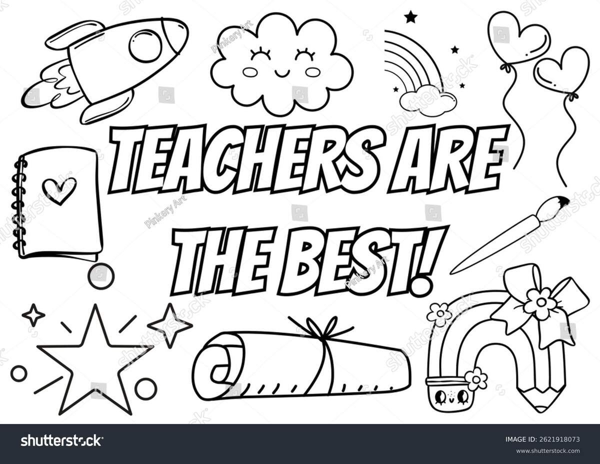 Teacher Appreciation Week Coloring Pages Thank Stock Illustration 2621918073 Shutterstock