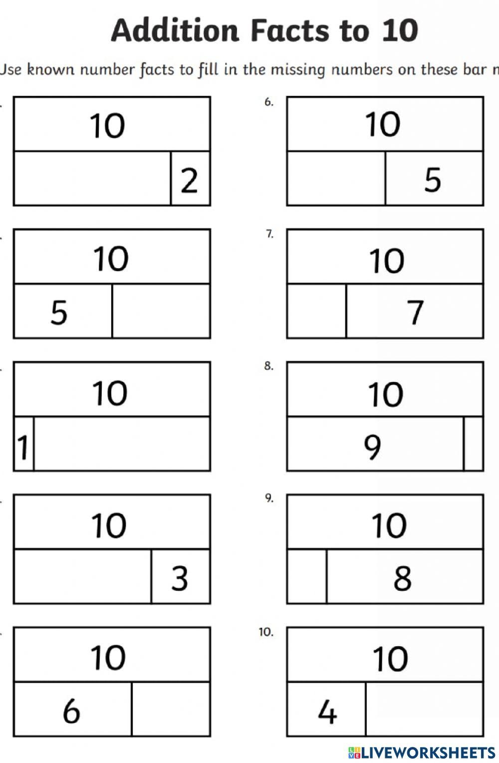 Ten Addition Facts Worksheet Worksheets Library