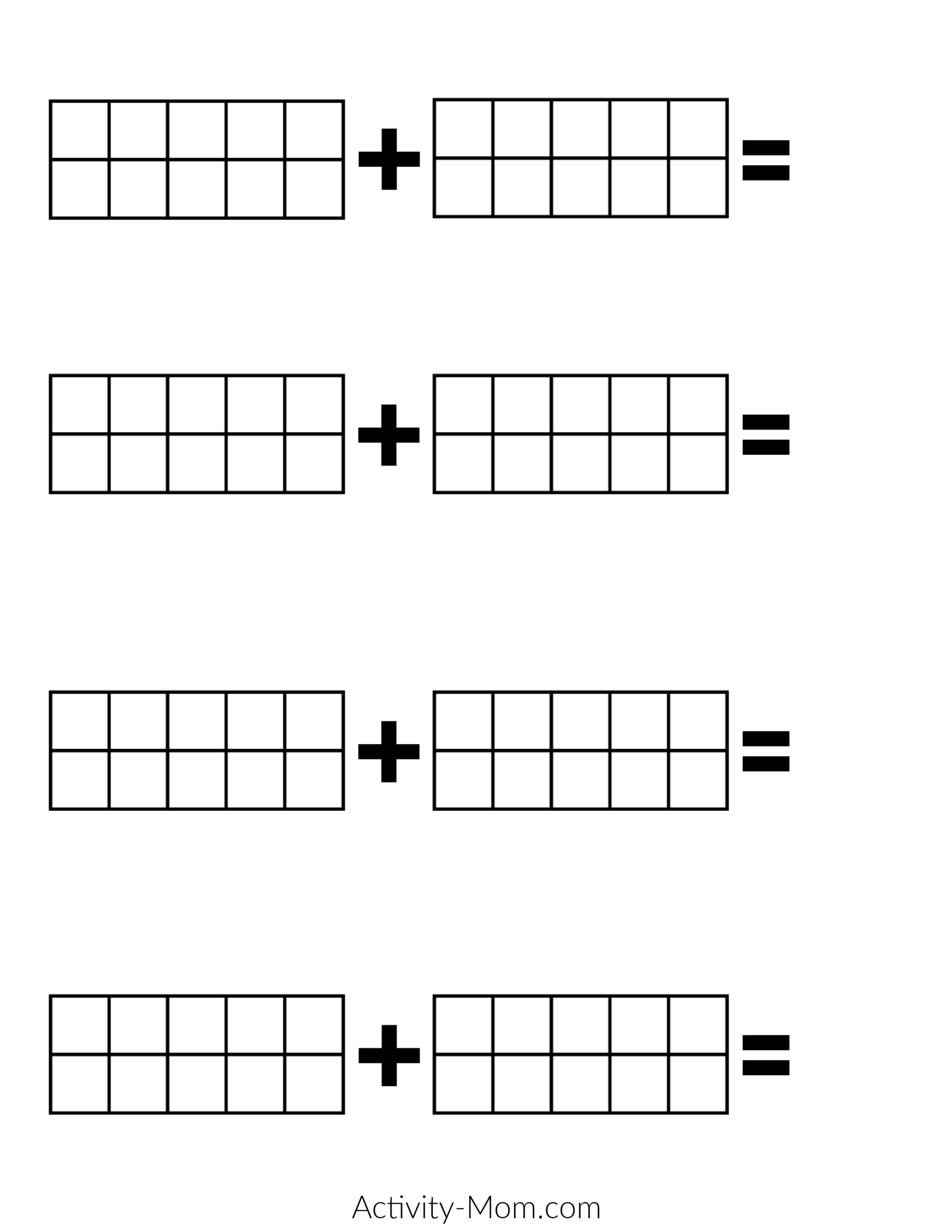 Free Addition To 10 Ten Frames Worksheet Worksheets4Free
