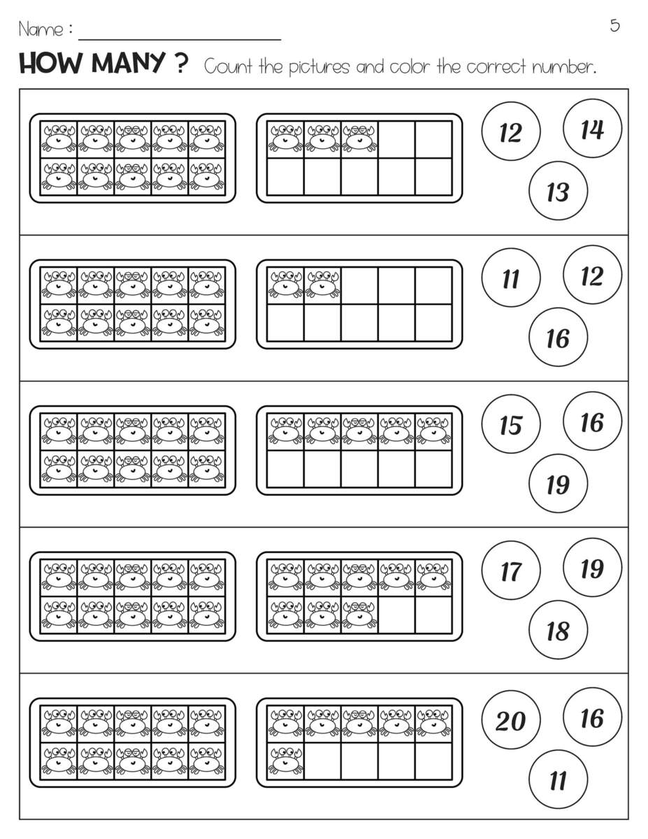 Ten Frames Counting Numbers 11 20 Worksheets Summer Theme Etsy Denmark
