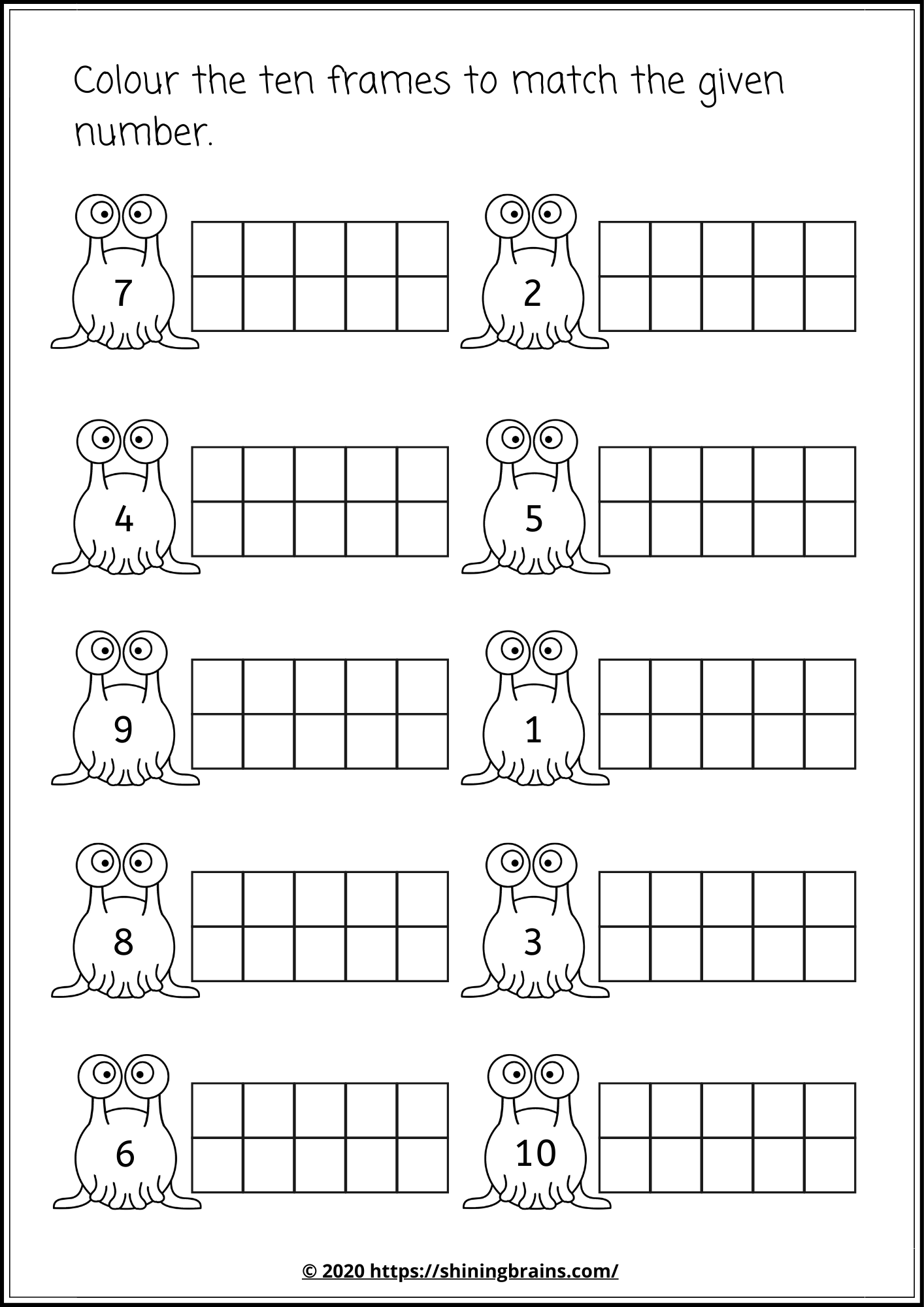 Ten Frames Kindergarten Worksheets Kindergarten Free Printable