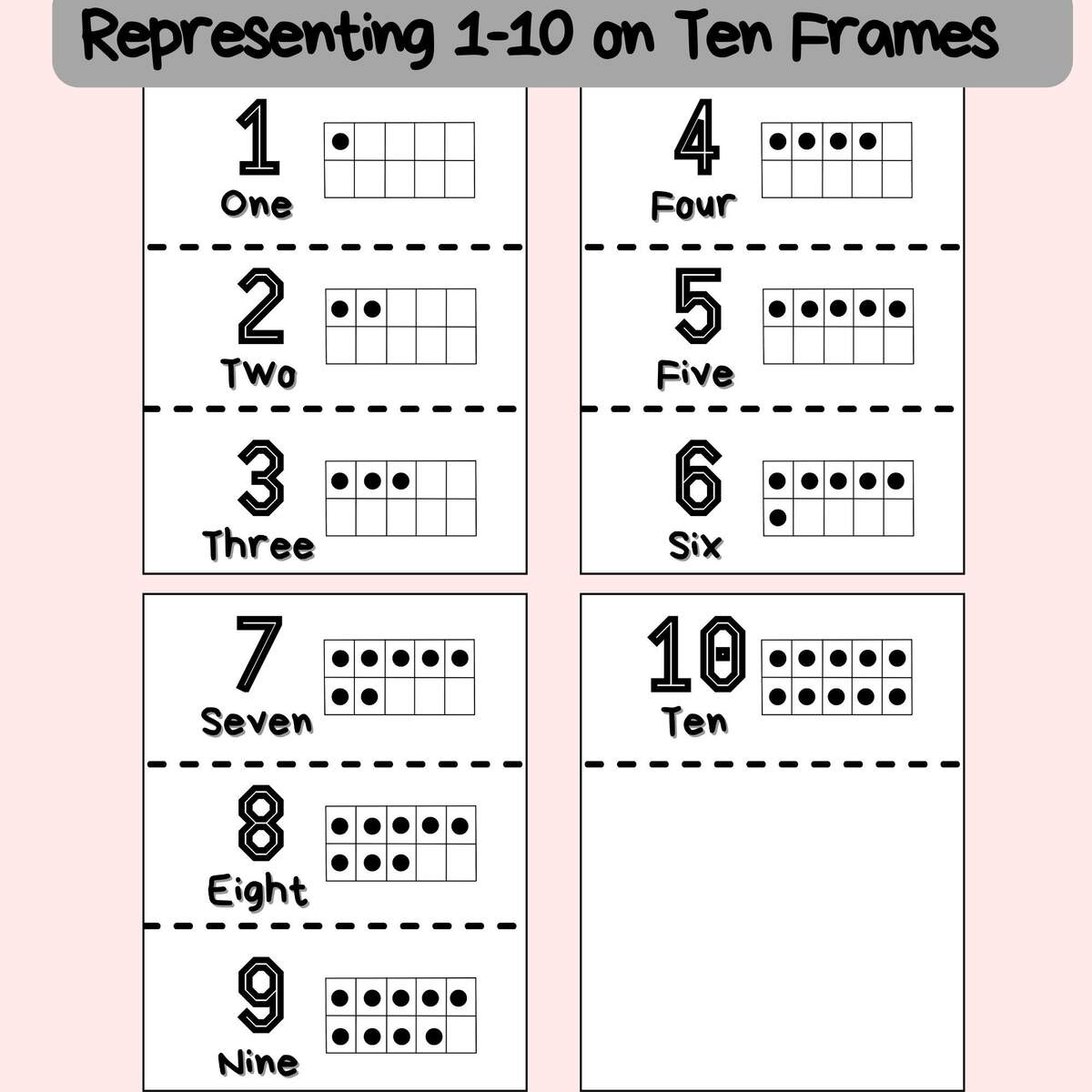 Ten Frames Ten Frames 1 10 Ten Frame Flashcards Ten Frame Flip Book Ten Frame Practice Kindergarten First Grade Math Ten Frame Practice Etsy
