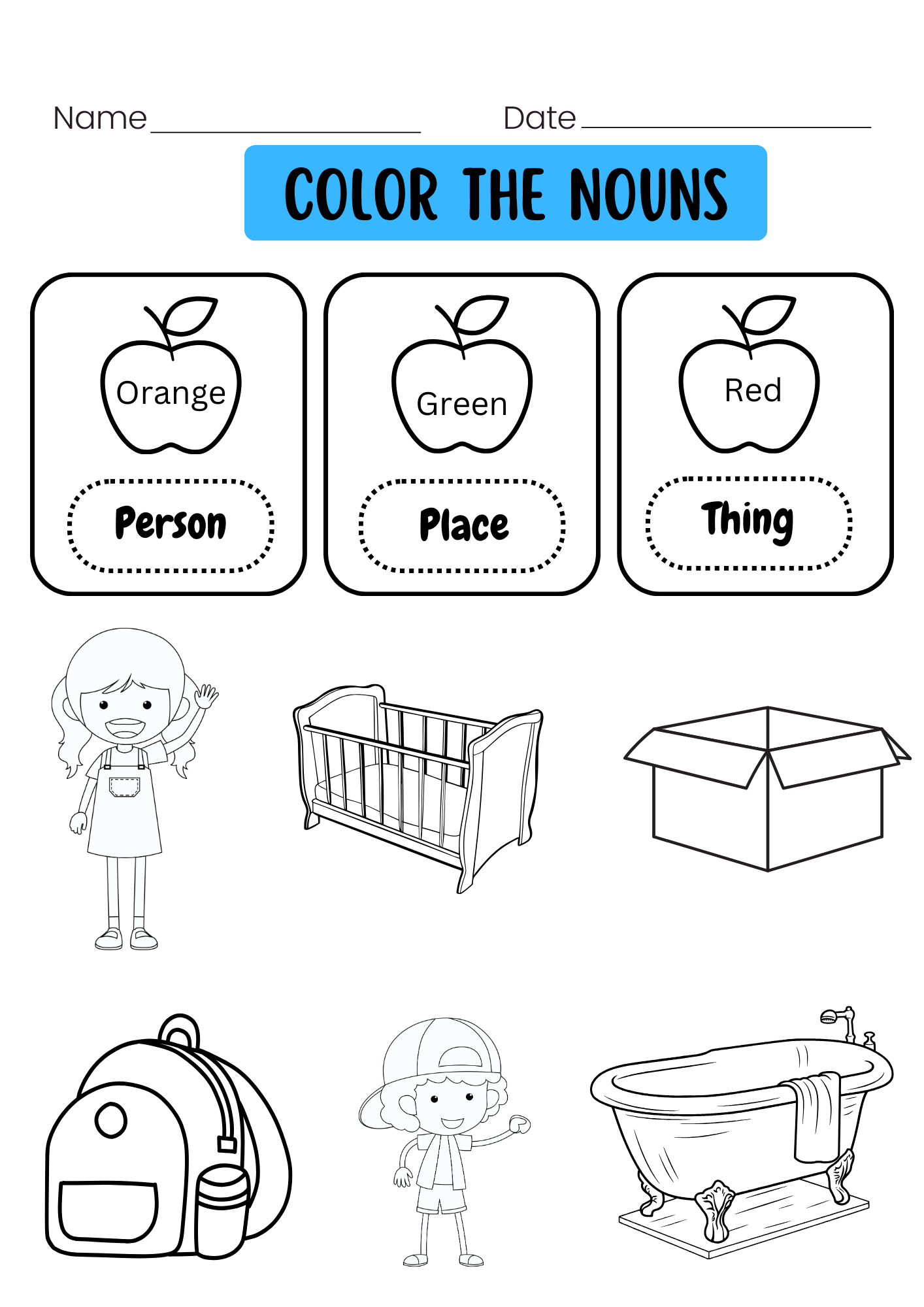 The Kindergarten Noun Worksheet MyLearningYard