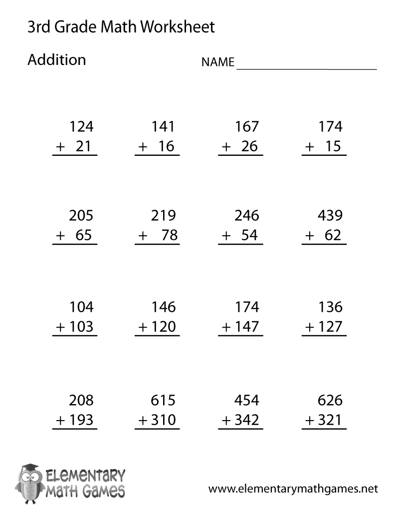 Third Grade Addition Worksheets Worksheets Library