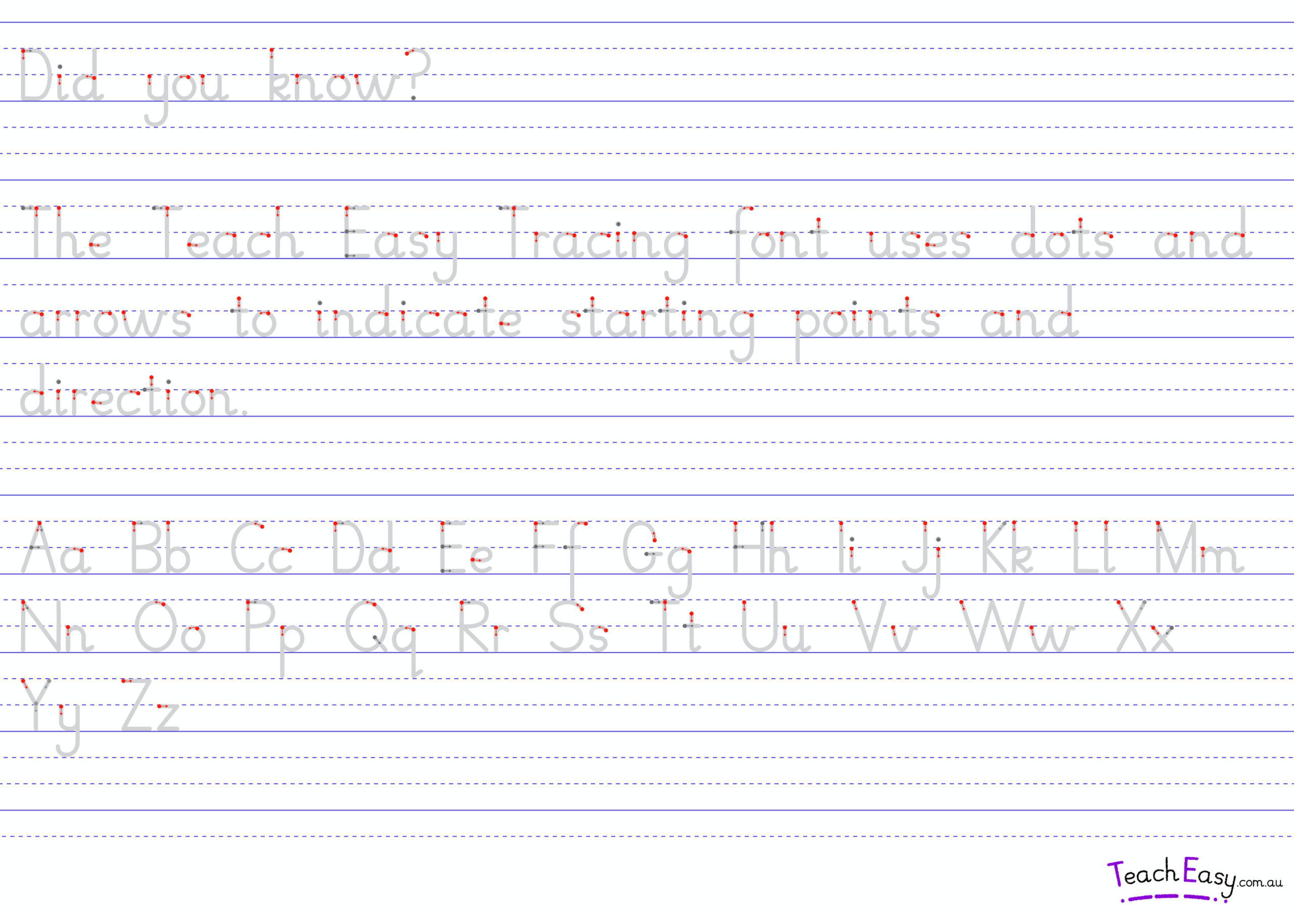 Tracing Font With Arrows Worksheet Creator Explained Teach Easy