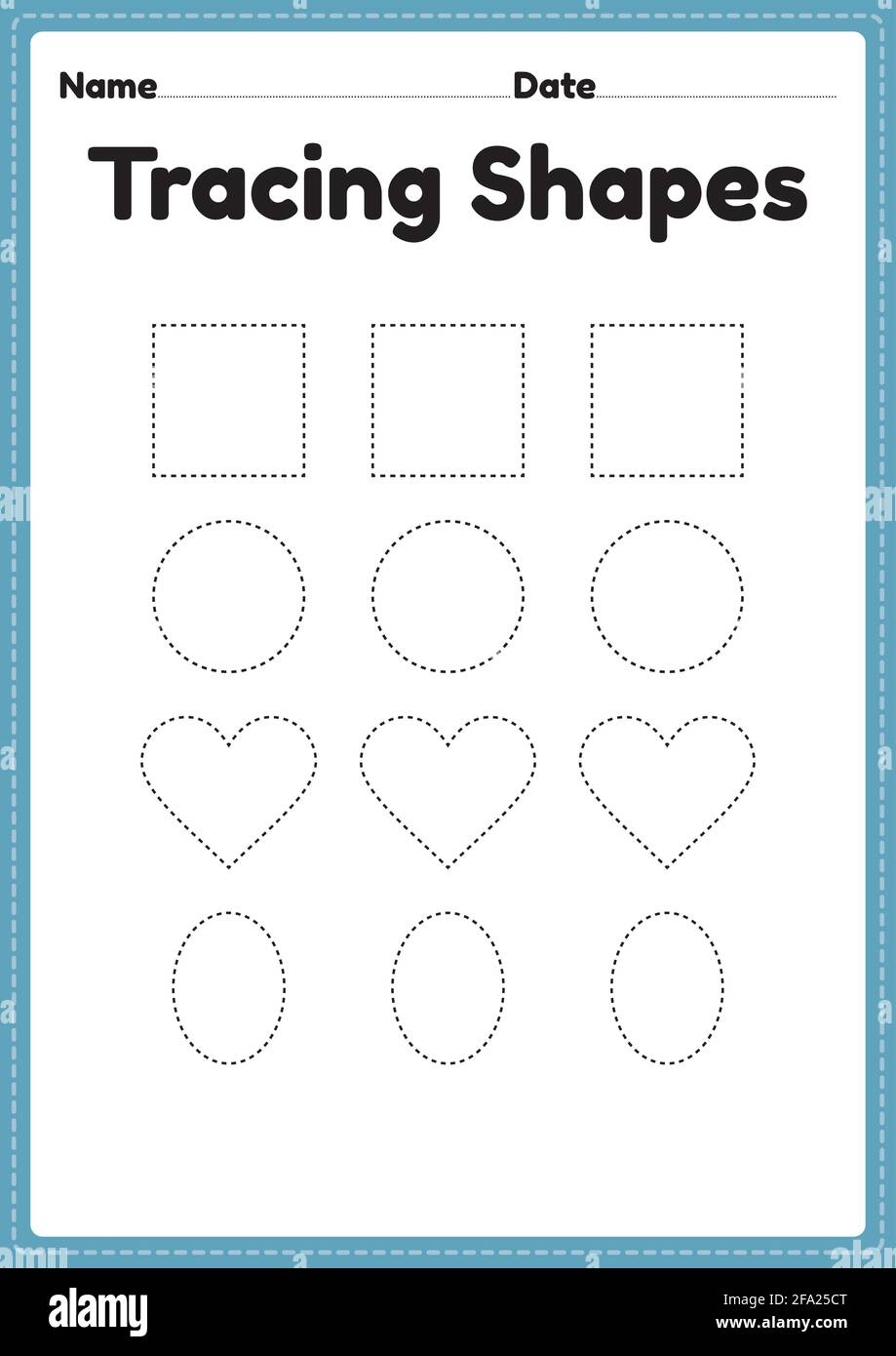 Tracing Shapes Worksheet For Kindergarten And Preschool Kids For Handwriting Practice And Educational Activities In A Printable Page Illustration Stock Vector Image Art Alamy