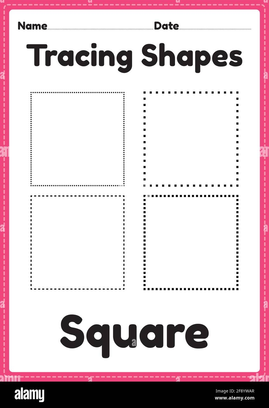 Tracing Square Shapes Worksheet For Kindergarten And Preschool Kids For Handwriting Practice And Educational Activities In A Printable Page Stock Vector Image Art Alamy