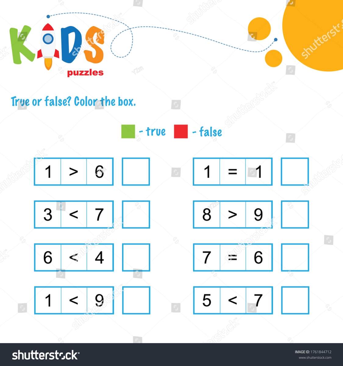 True False Math Worksheet Comparing Numbers Stock Vector Royalty Free 1761844712 Shutterstock