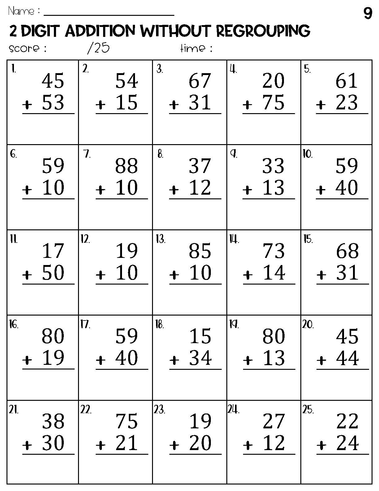 Two Digit Addition Worksheets Printable 2 Digit Problems Free Printables Lettering SVG Files Tools Apps