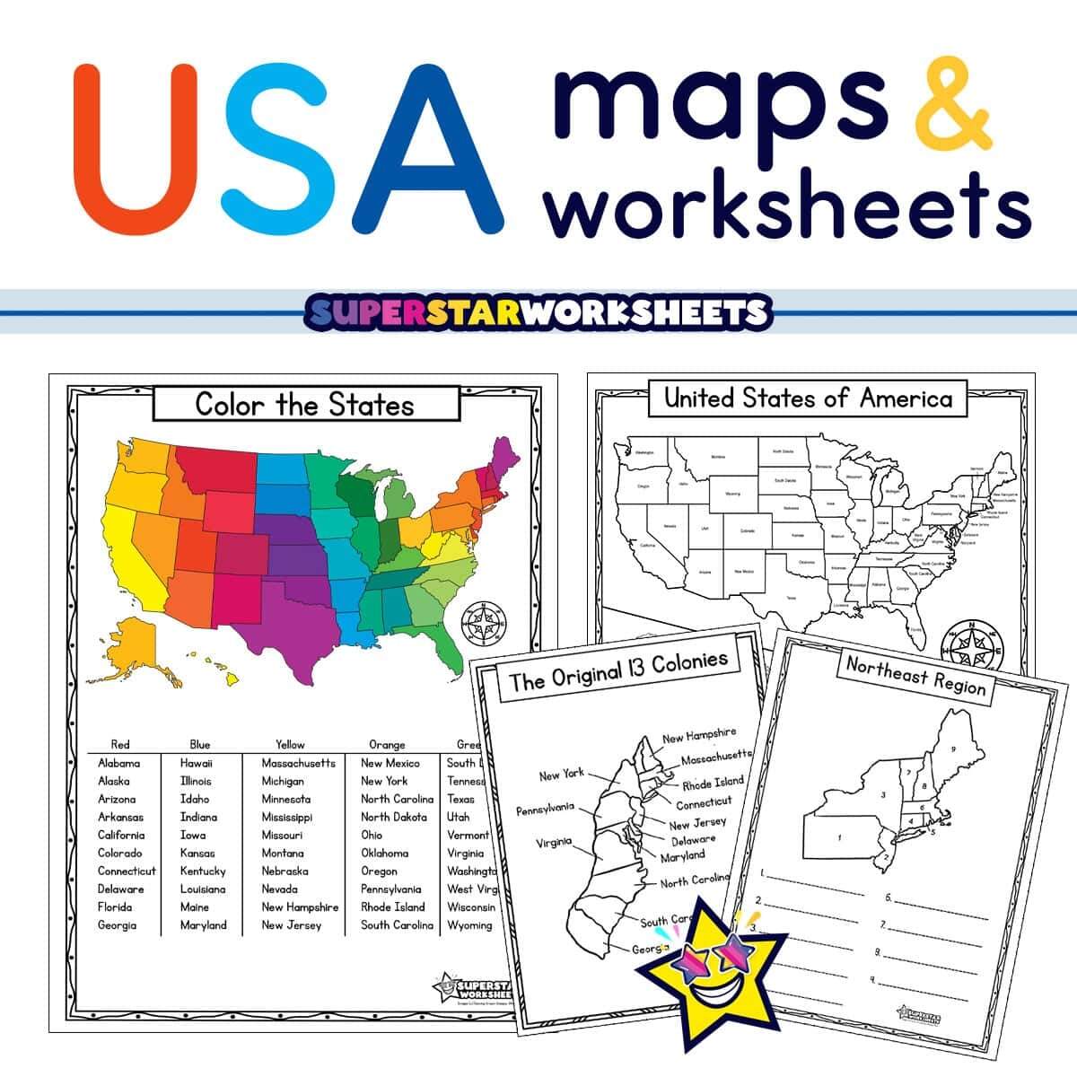 USA Map Worksheets Free Printables Superstar Worksheets