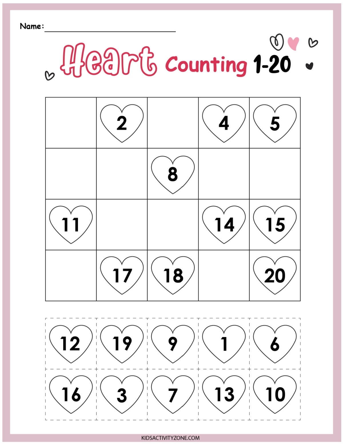 Valentine S Day Math Packet Preschool Kindergarten Kids Activity Zone