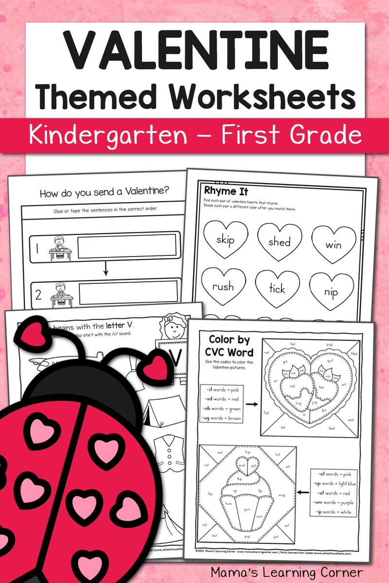 Valentine S Day Worksheets For Kindergarten And 1st Grade Mamas Learning Corner