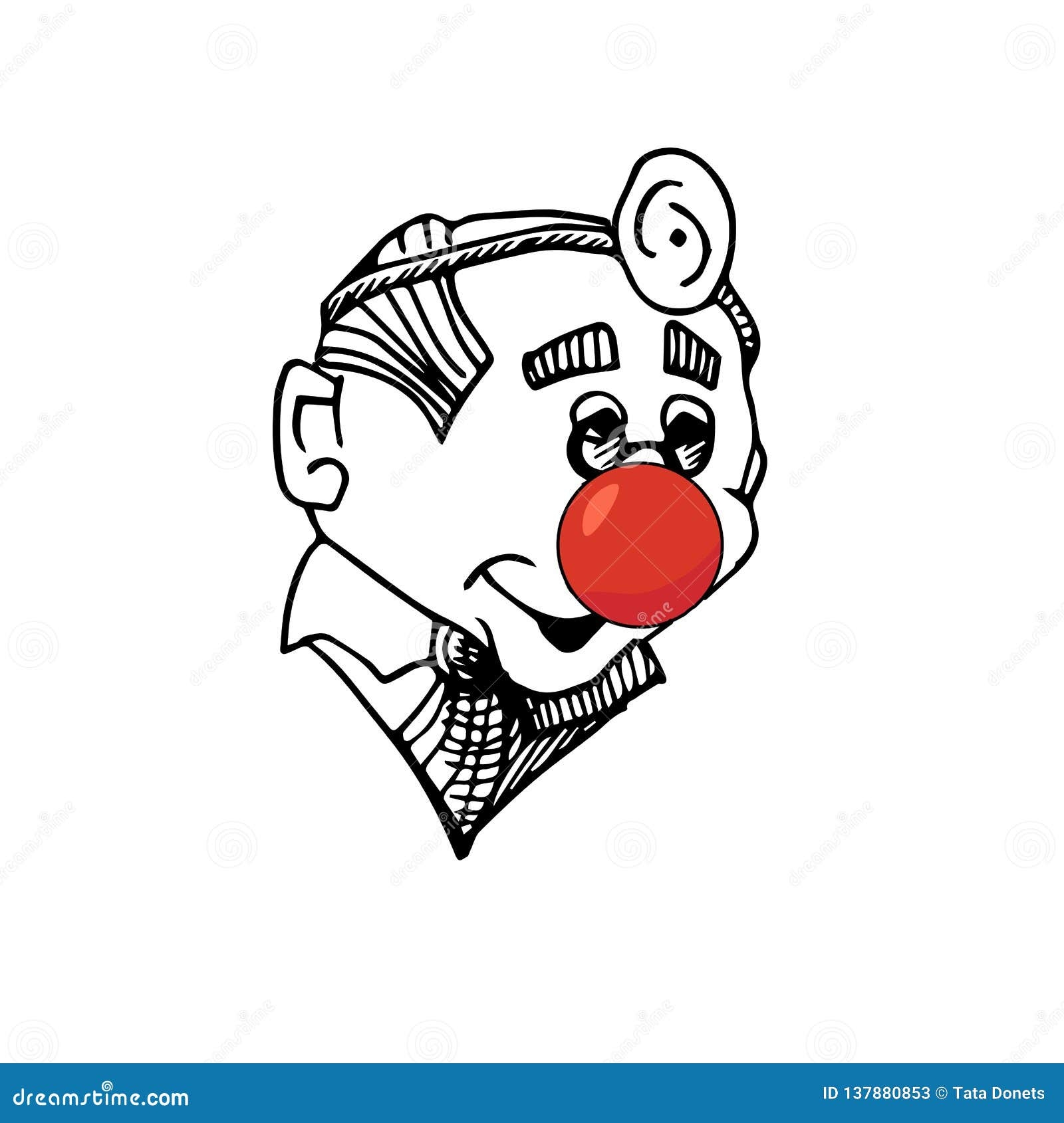 Vector Comic Doodle Illustration Of A Doctor With A Clown Red Nose Great As Red Nose Day Icon Stock Vector Illustration Of Nose Comic 137880853