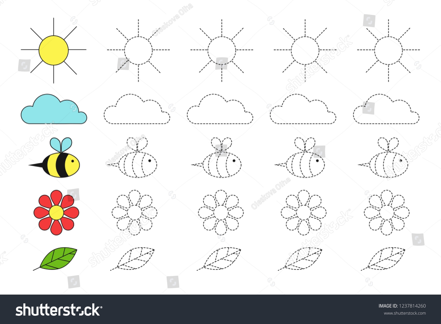 Vector Drawing Worksheet Preschool Kids Easy Stock Vector Royalty Free 1237814260 Shutterstock