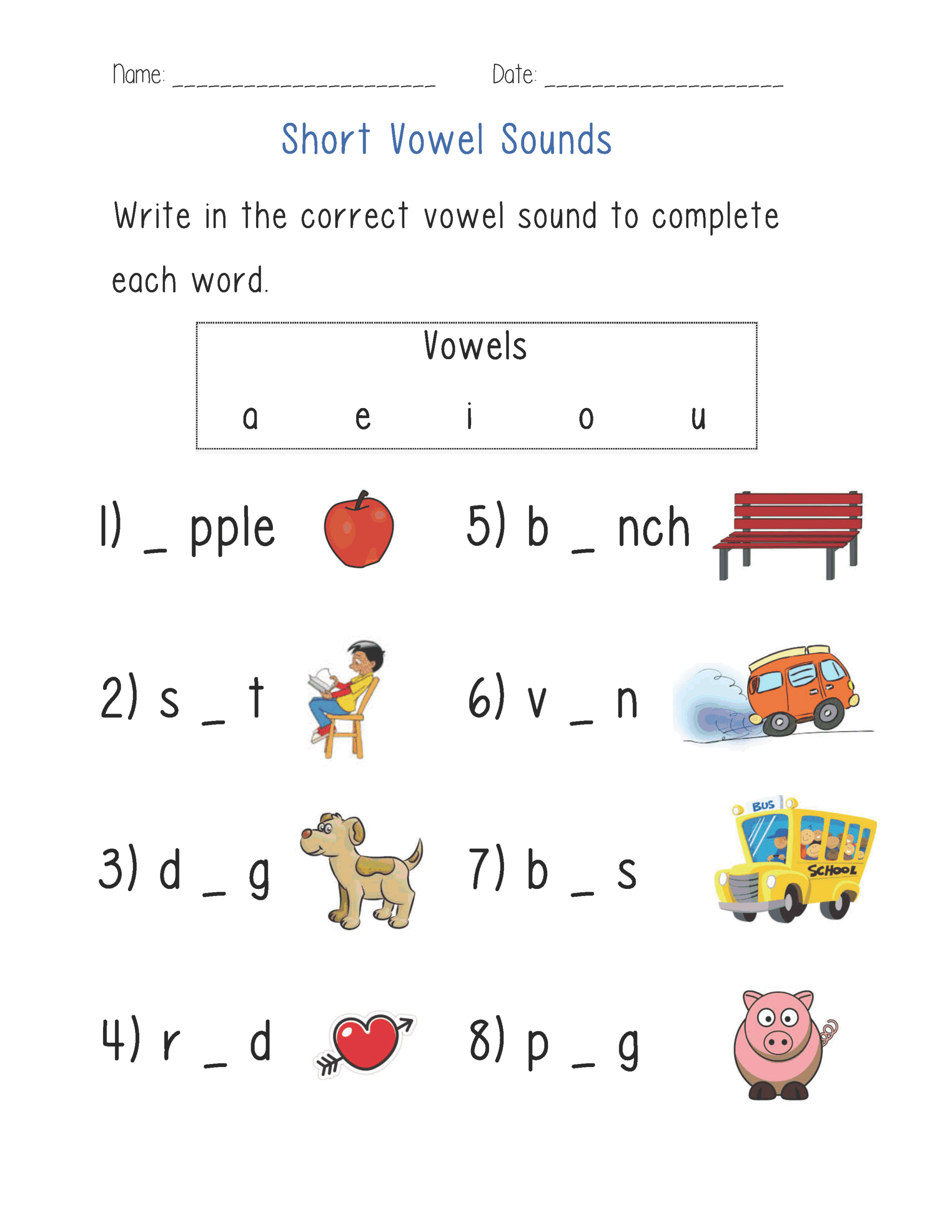 Vowels Worksheets Printable Long And Short Vowel Phonics Practice