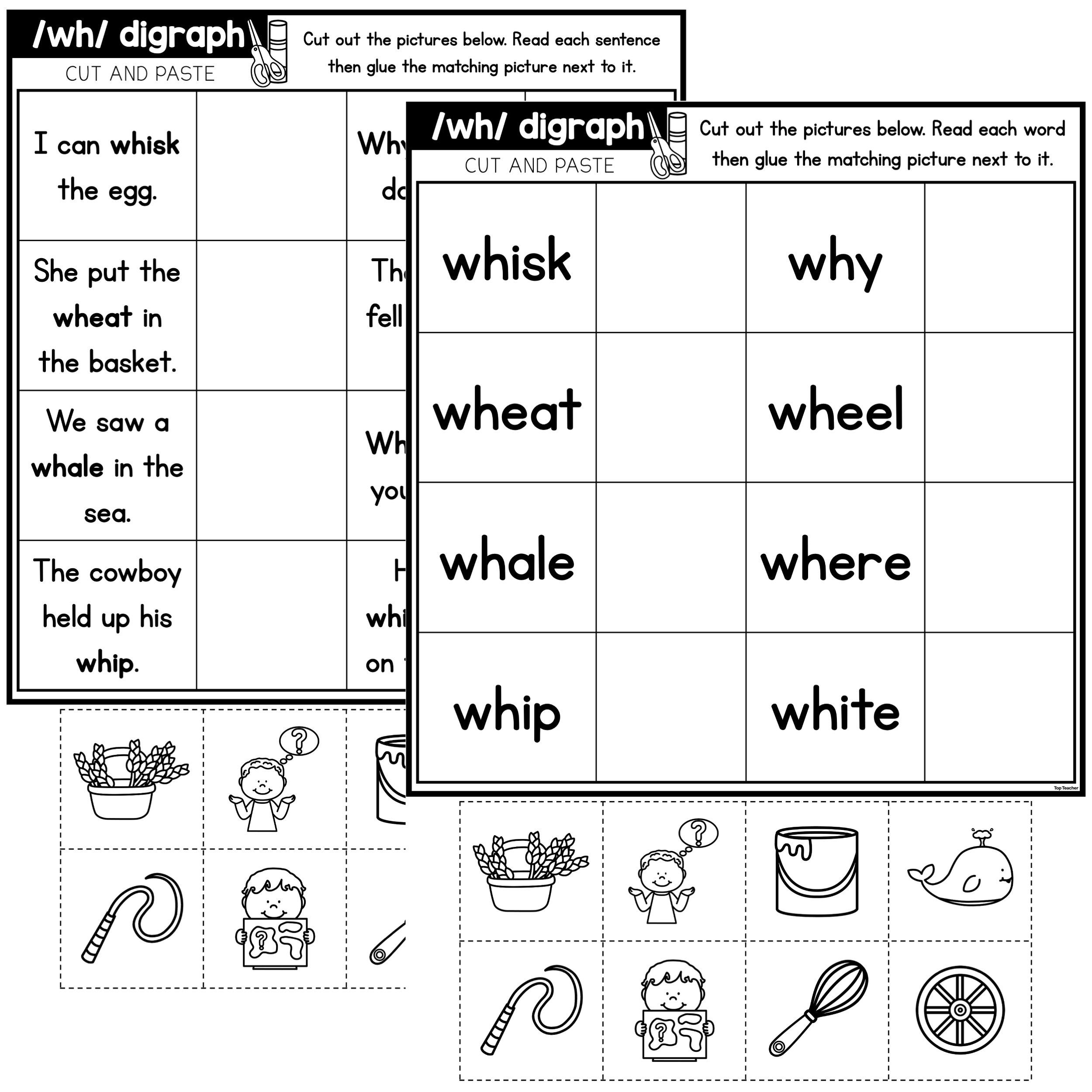 WH Digraph Cut Paste Worksheets Top Teacher WH Digraph Cut Paste Worksheets Top Teacher