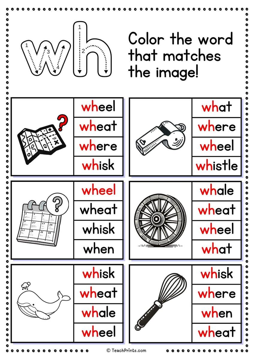 Wh Words Worksheets Free PDF Printables Teach Prints WH Digraph Look Write Worksheets Top Teacher